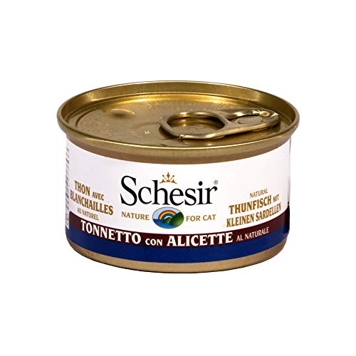 Schesir Cat Natural Thunfisch mit Sardellen, Katzenfutter nass, 24 Dosen x 85 g von Schesir