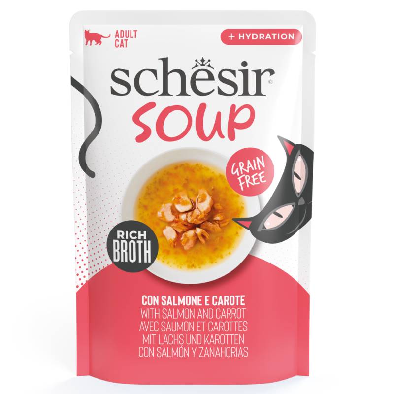 Schesir Cat Soup 12 x 40 g - Lachs und Karotte von Schesir