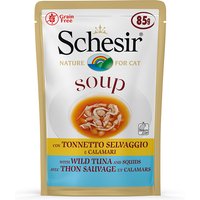 Schesir Cat Soup 6 x 85 g - Wilder Thunfisch & Tintenfisch von Schesir