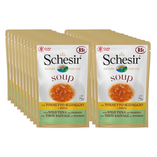 Schesir Cat Soup Thunfisch mit Kürbis, Katzenfutter Suppe, 20 Beutel x 85 g von Schesir