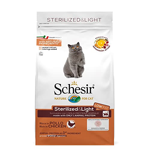 Schesir Cat Sterilized Huhn, Katzenfutter trocken für sterilisierte Katzen, Beutel, 1.5 kg von Schesir