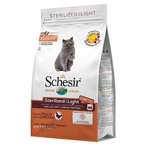 Schesir Cat Sterilized Huhn, Katzenfutter trocken für sterilisierte Katzen, Trockenfutter im Beutel, 1er Pack (1 x 400 g) von Schesir