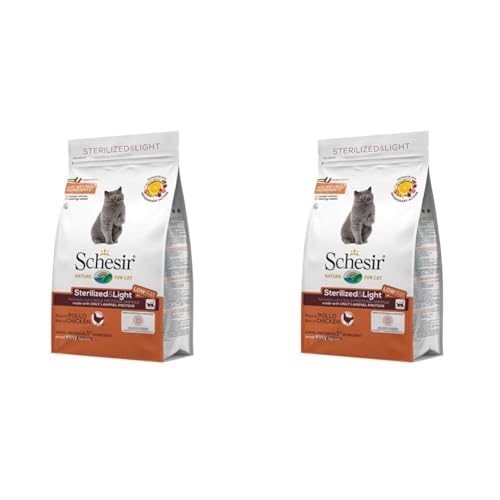 Schesir Cat Sterilized Huhn, Katzenfutter trocken für sterilisierte Katzen, Trockenfutter im Beutel, 2er Pack (1 x 400 g) von Schesir