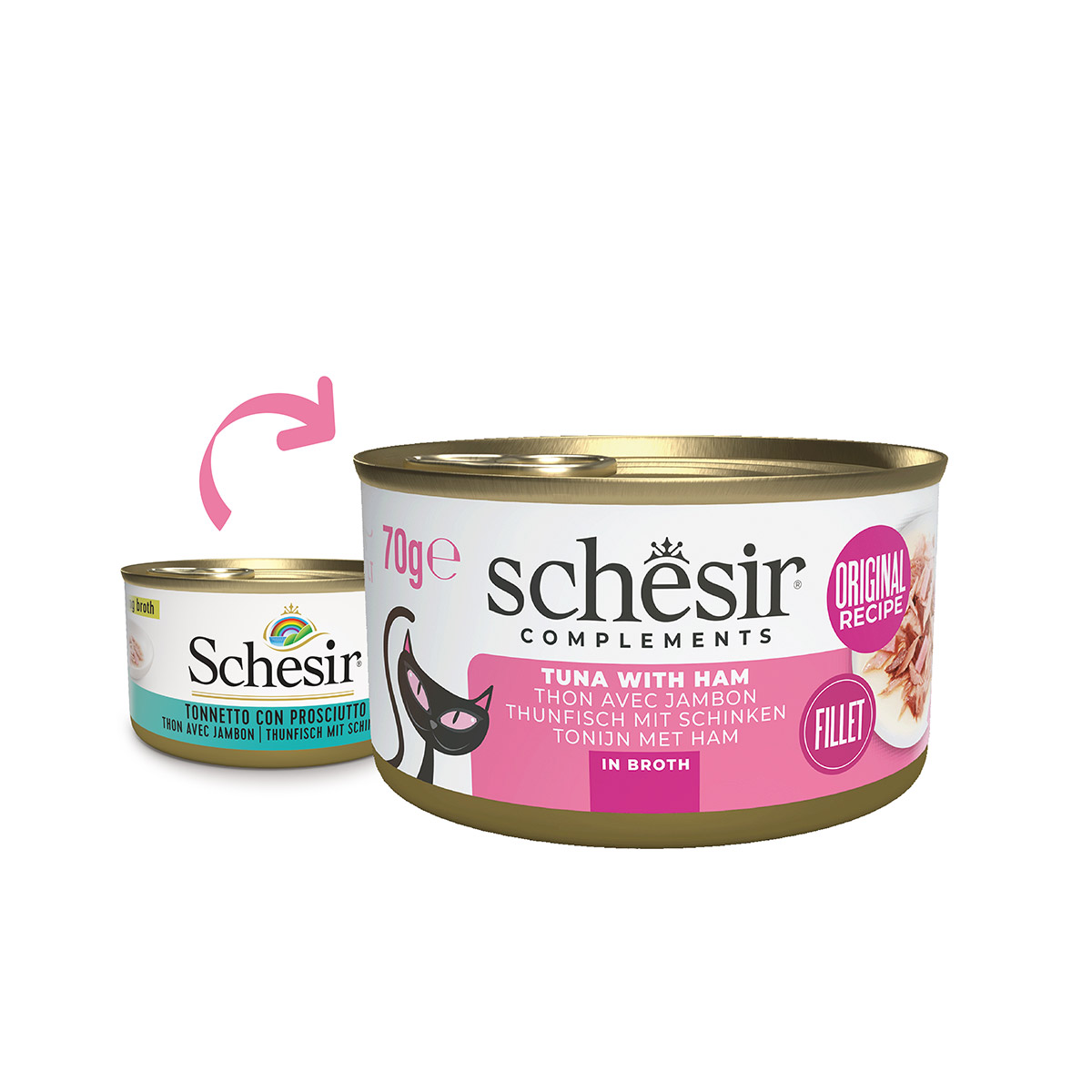 Schesir Cat Thunfisch mit Schinken in Brühe 12x70 g Schesir Cat Thunfisch mit Schinken in Brühe 12x70 g von Schesir