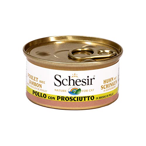 Schesir Cat in Brühe Huhn mit Schinken, Katzenfutter nass in eigener Kochbrühe, 24 Dosen x 70 g Schesir Cat in Brühe Huhn mit Schinken, Katzenfutter nass in eigener Kochbrühe, 24 Dosen x 70 g von Schesir