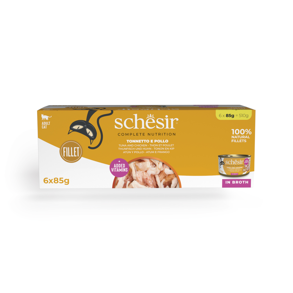 Schesir Complete Nutrition Filet in Brühe 6 x 85 g - Thunfisch mit Huhn Schesir Complete Nutrition Filet in Brühe 6 x 85 g - Thunfisch mit Huhn von Schesir