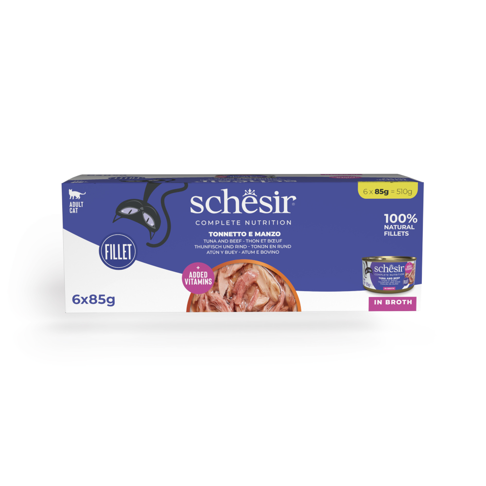 Schesir Complete Nutrition Filet in Brühe 6 x 85 g - Thunfisch mit Rindfleisch Schesir Complete Nutrition Filet in Brühe 6 x 85 g - Thunfisch mit Rindfleisch von Schesir