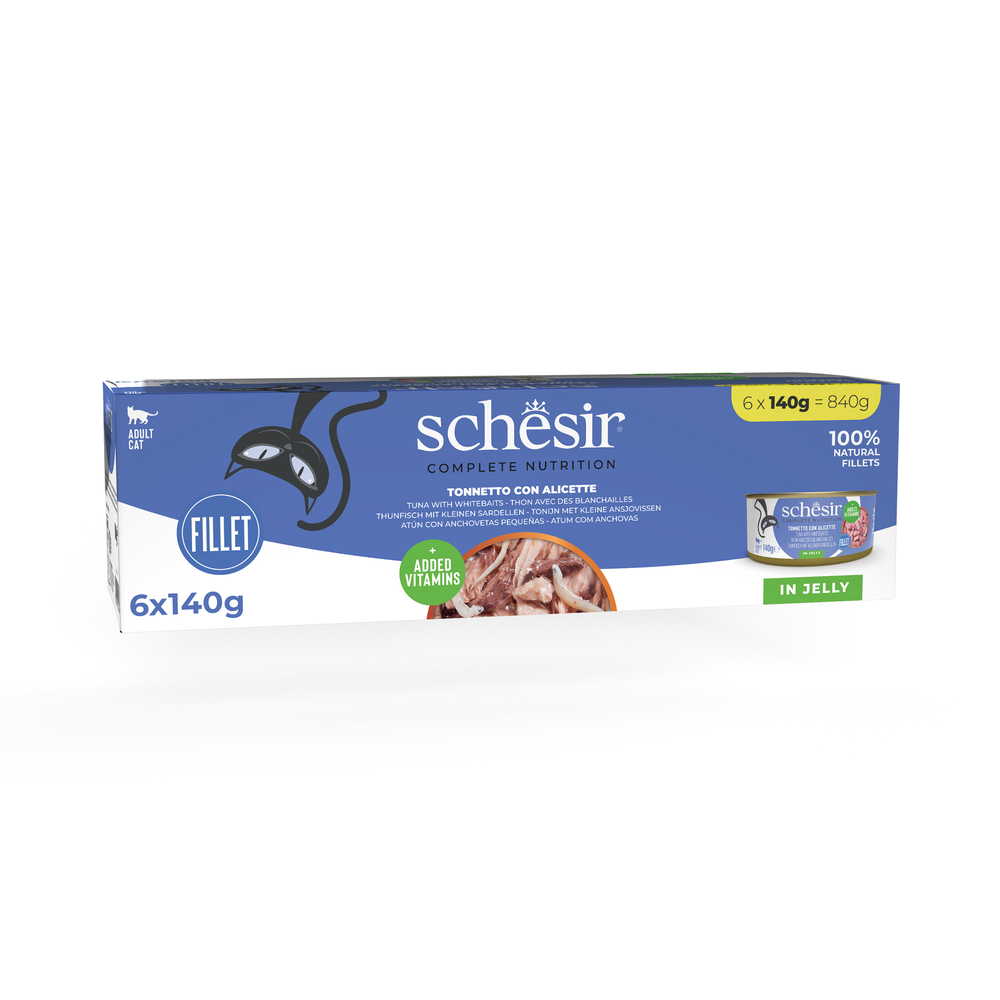Schesir Complete Nutrition Filet in Gelee 6 x 140 g - Thunfisch mit Weißfisch von Schesir