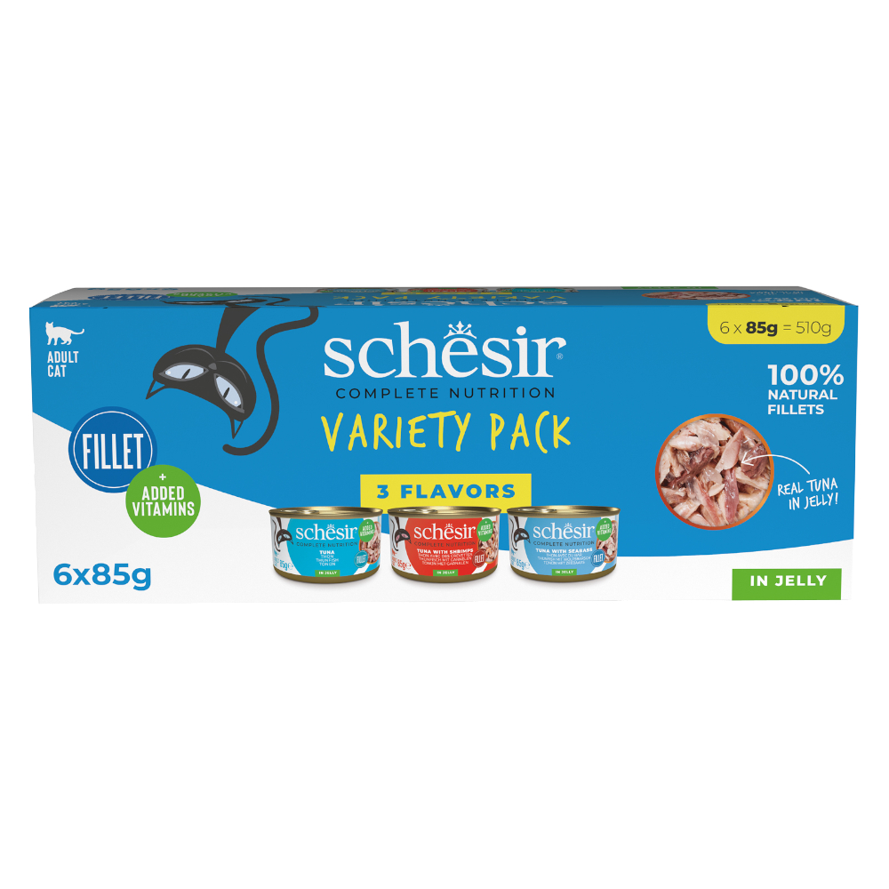 Schesir Complete Nutrition Filet in Gelee 6 x 85 g - Mixpaket (3 Sorten) von Schesir