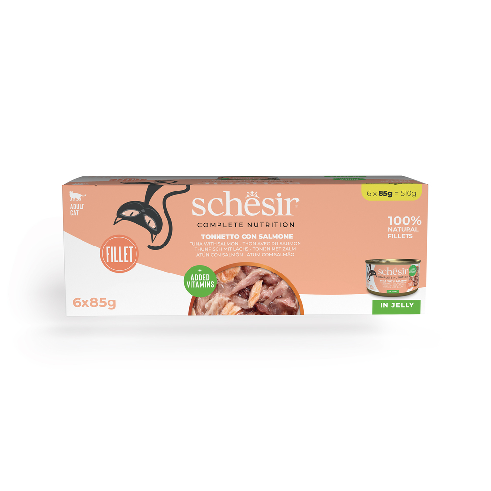 Schesir Complete Nutrition Filet in Gelee 6 x 85 g - Thunfisch mit Lachs Schesir Complete Nutrition Filet in Gelee 6 x 85 g - Thunfisch mit Lachs von Schesir