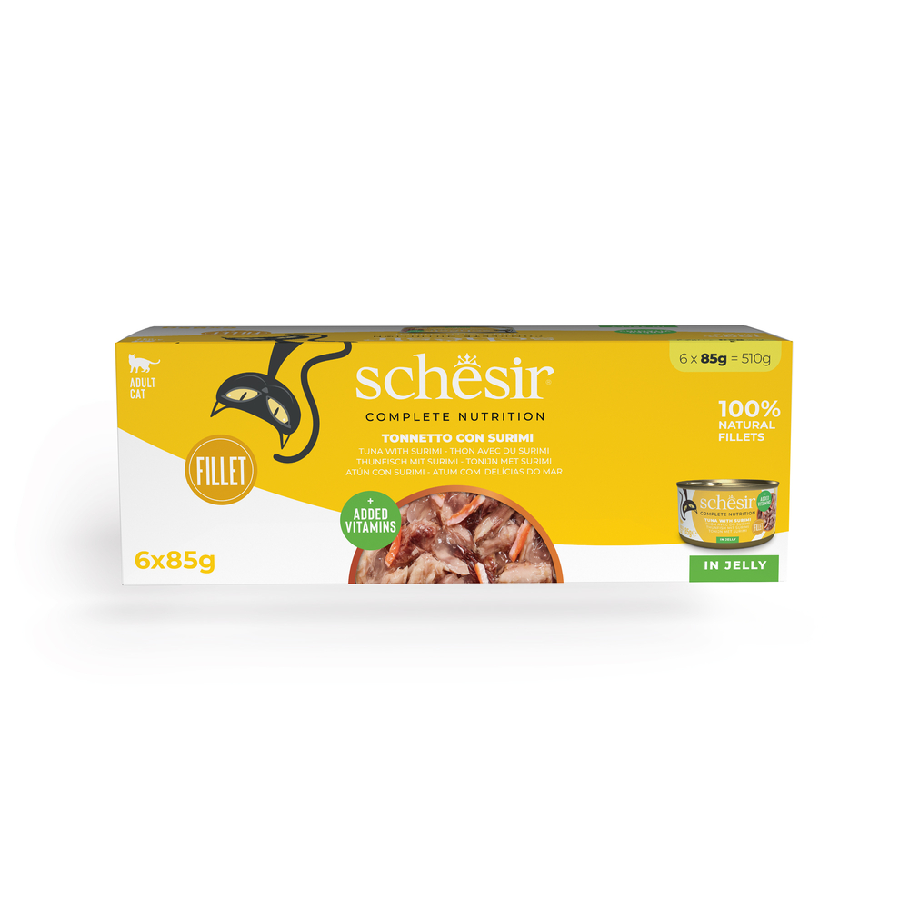 Schesir Complete Nutrition Filet in Gelee 6 x 85 g - Thunfisch mit Surimi Schesir Complete Nutrition Filet in Gelee 6 x 85 g - Thunfisch mit Surimi von Schesir