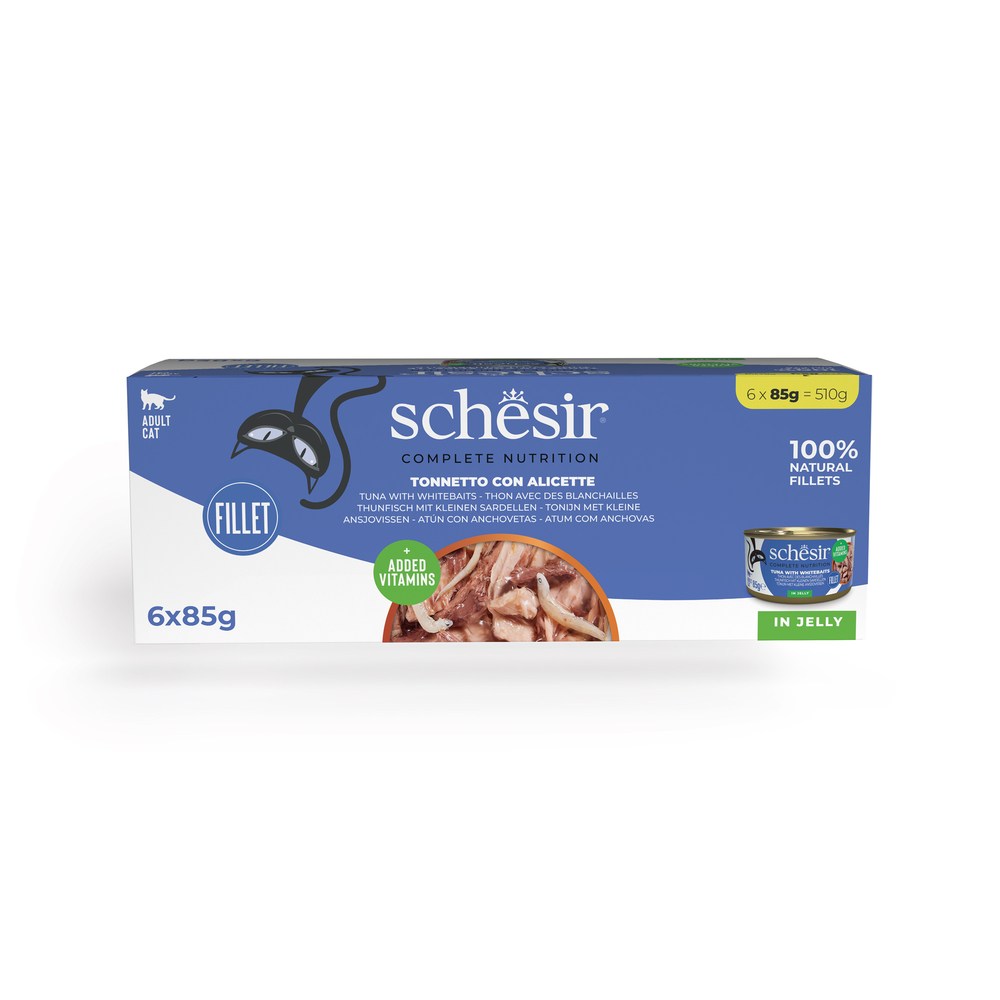 Schesir Complete Nutrition Filet in Gelee 6 x 85 g - Thunfisch mit Weißfisch Schesir Complete Nutrition Filet in Gelee 6 x 85 g - Thunfisch mit Weißfisch von Schesir