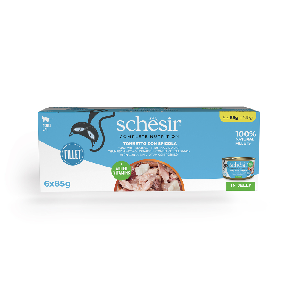 Schesir Complete Nutrition Filet in Gelee 6 x 85 g - Thunfisch mit Wolfsbarsch von Schesir