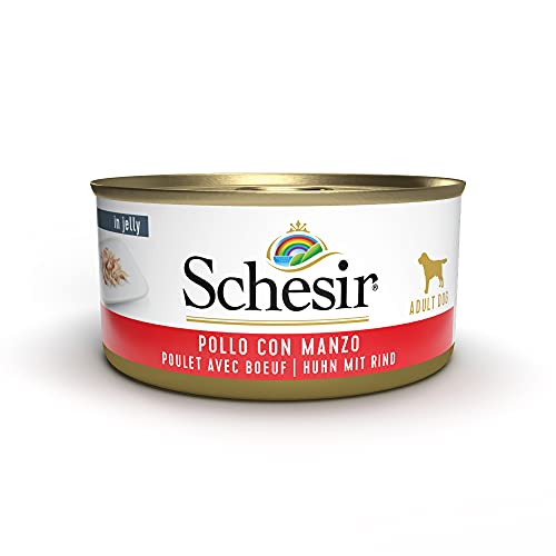 Schesir Dog Hühnerfilet mit Rind, Hundefutter nass, 18 Dosen x 150 g von Schesir