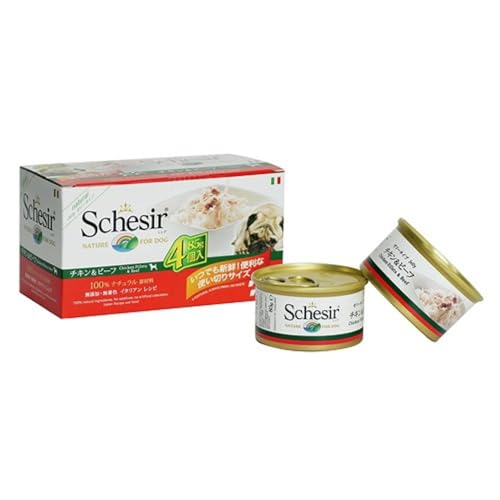 Schesir Dog Hühnerfilet mit Rind, Hundefutter nass, 6 x 4 Dosen x 85 g von Schesir