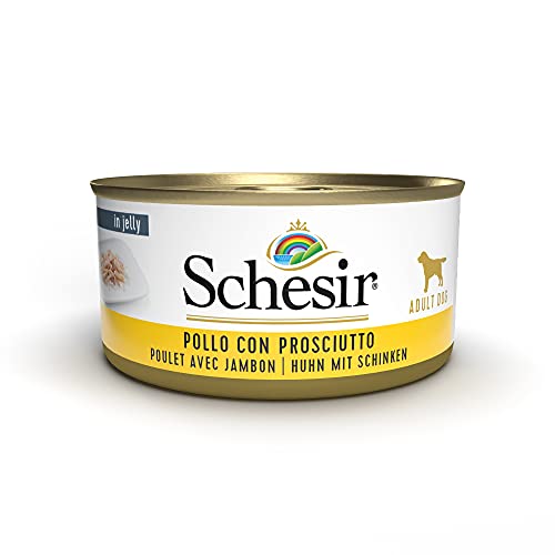 Schesir Dog Hühnerfilet mit Schinken, Hundefutter nass, 18 Dosen x 150 g von Schesir