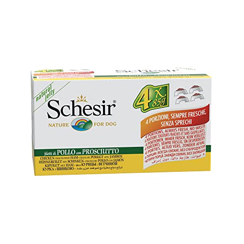 Schesir Dog Hühnerfilet mit Truthahn, Hundefutter nass, 6 x 4 Dosen x 85 g von Schesir