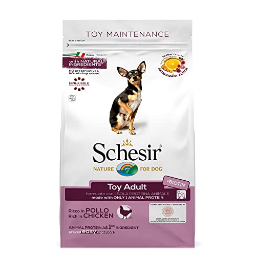 Schesir Dog Toy Maintenance Huhn, Hundefutter trocken für Mini Rassen, Beutel, 2 kg von Schesir