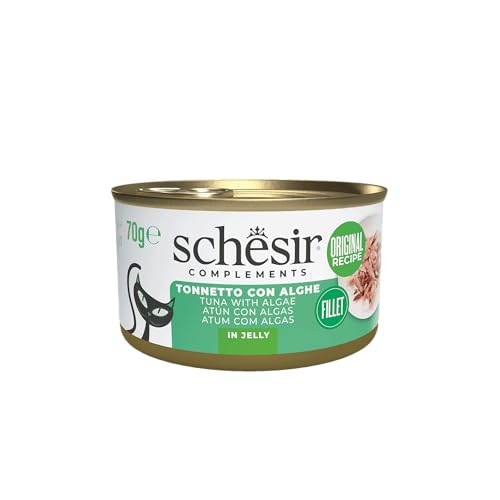 Schesir In Jelly, Thunfisch mit Algen, 12 x 70 g in Dose, komplettes Nassfutter für Katzen, tierversuchsfrei, ohne Konservierungsstoffe, nachhaltige Angelart von Schesir