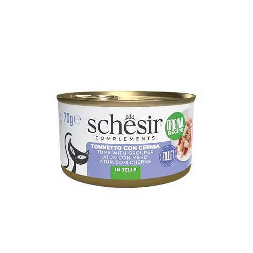 Schesir In Jelly, Thunfisch mit Reißverschluss, 12 x 70 g im Beutel, komplettes Nassfutter für Katzen, tierversuchsfrei, ohne Konservierungsstoffe, nachhaltiger Angelmodus von Schesir