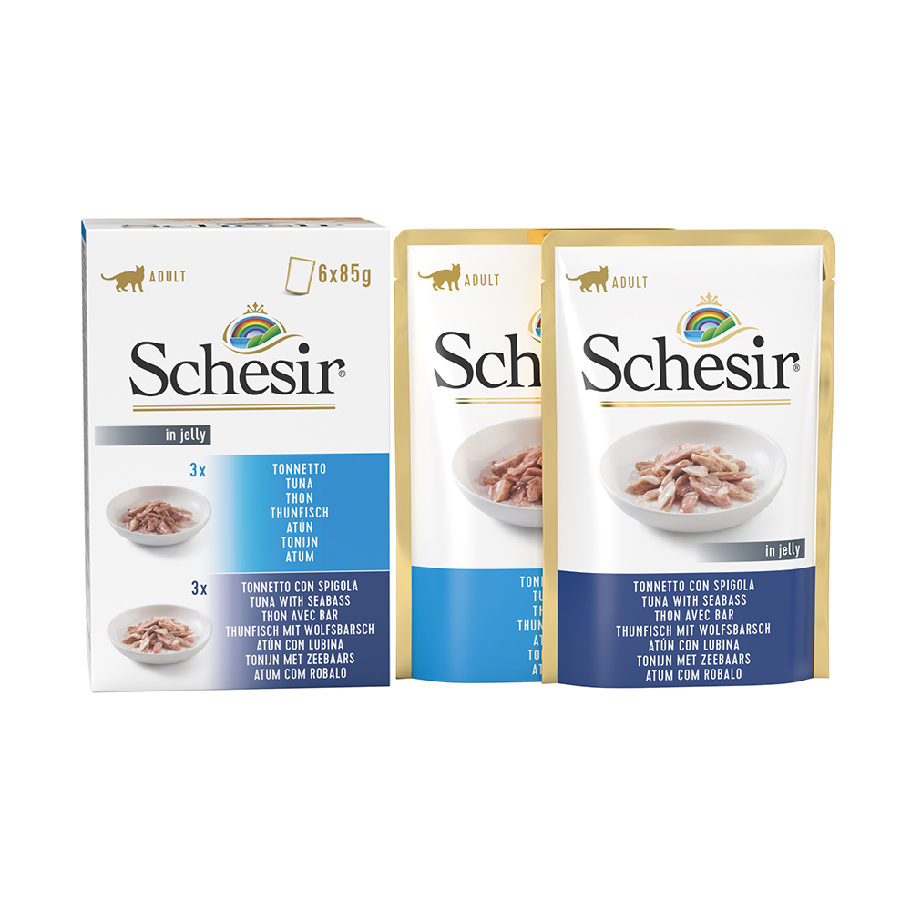 Schesir Jelly Pouch 6 x 85 g - Mix Thunfisch + Thunfisch mit Wolfsbarsch von Schesir