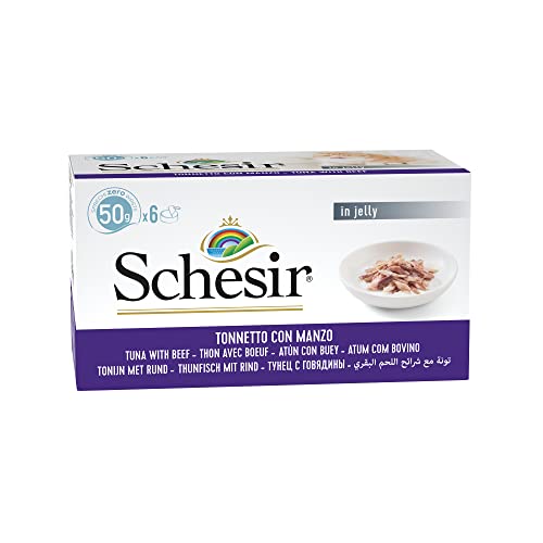 Schesir Katzenfutter Jelly Thunfisch und Rinderfilet Multipack Portionsbeutel 6x50 g (1 x 300 g) von Schesir