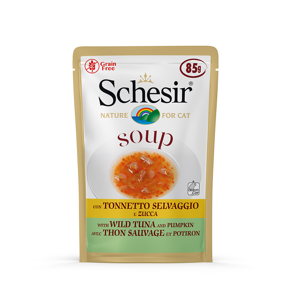 Sparpaket Schesir Cat Soup 12 x 85 g  - Wilder Thunfisch & Kürbis von Schesir