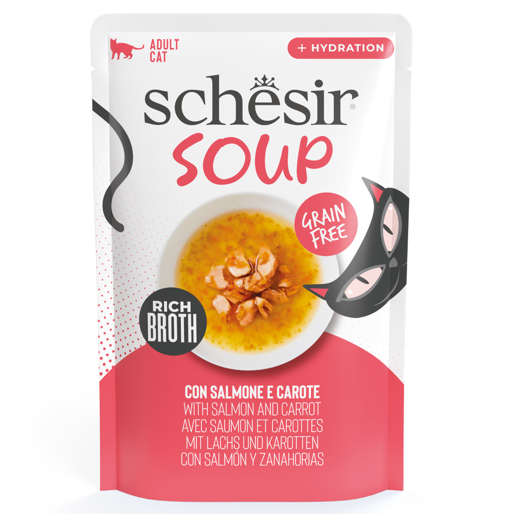 Sparpaket Schesir Cat Soup 24 x 40 g - Lachs und Karotte von Schesir