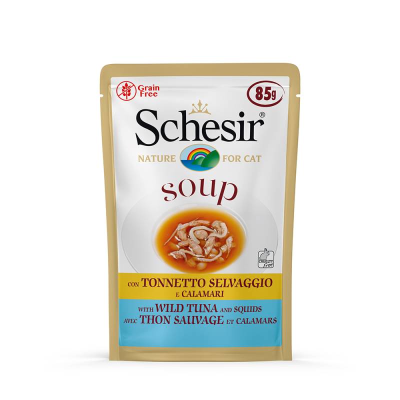 Sparpaket Schesir Cat Soup 24 x 85 g - Wilder Thunfisch & Tintenfisch von Schesir