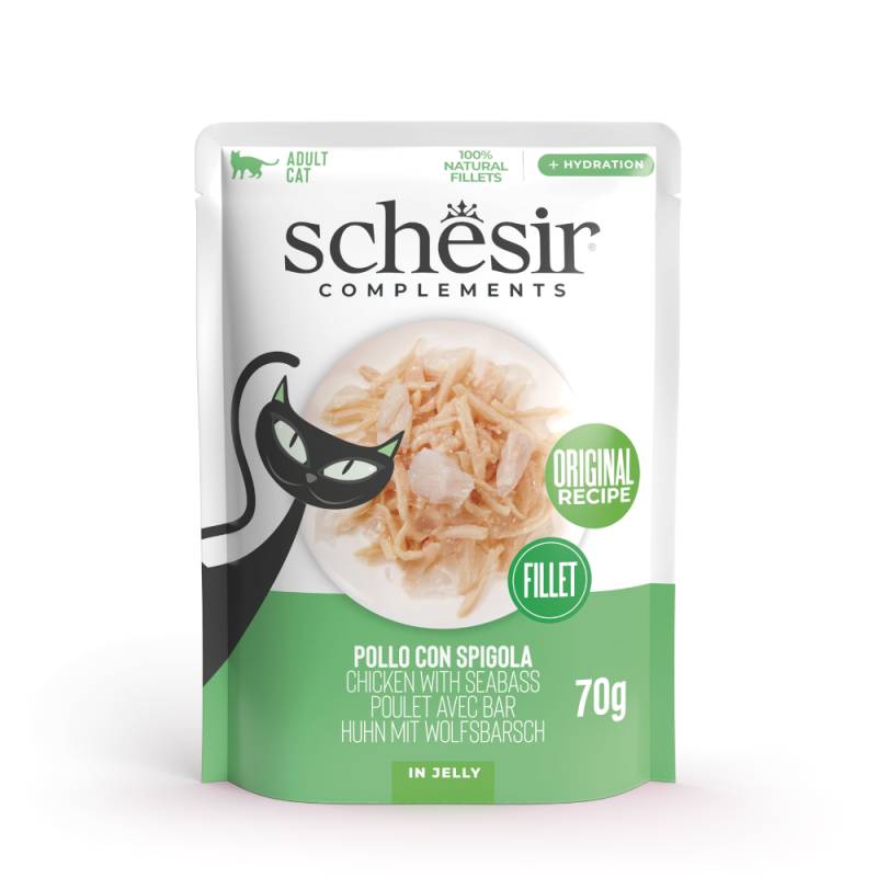 Sparpaket Schesir Complements Filet in Gelee 24 x 70 g - Huhn mit Wolfsbarsch Sparpaket Schesir Complements Filet in Gelee 24 x 70 g - Huhn mit Wolfsbarsch von Schesir