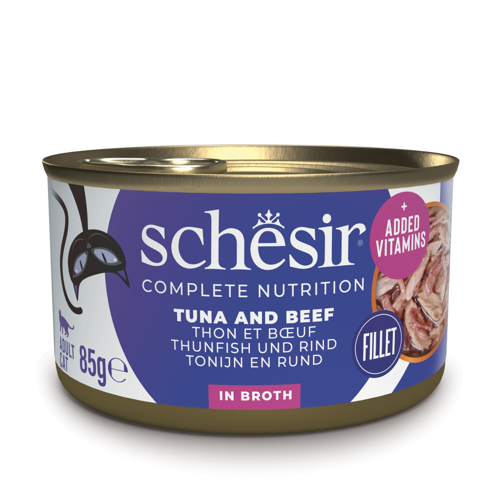 Sparpaket Schesir Complete Nutrition Filet in Brühe 24 x 85 g - Thunfisch mit Rindfleisch Sparpaket Schesir Complete Nutrition Filet in Brühe 24 x 85 g - Thunfisch mit Rindfleisch von Schesir