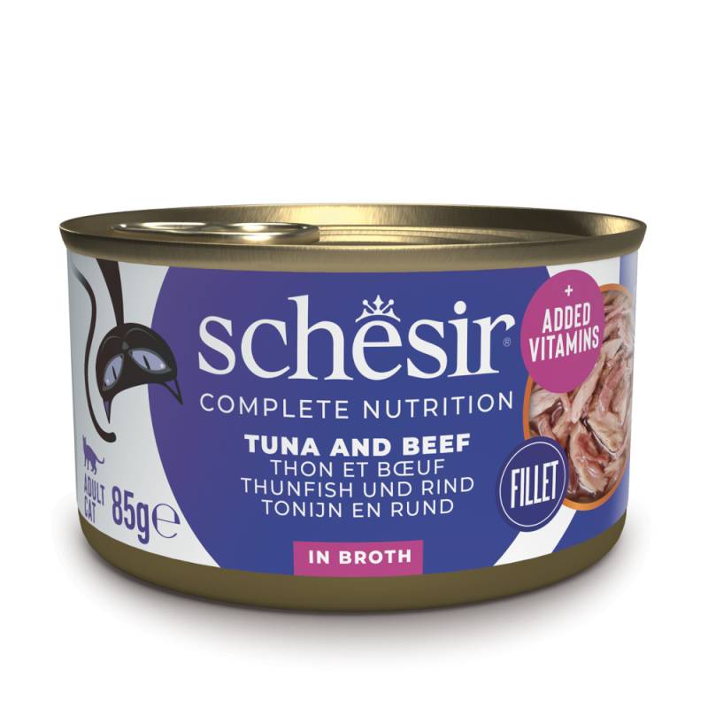 Sparpaket Schesir Complete Nutrition Filet in Brühe 24 x 85 g - Thunfisch mit Rindfleisch Sparpaket Schesir Complete Nutrition Filet in Brühe 24 x 85 g - Thunfisch mit Rindfleisch von Schesir