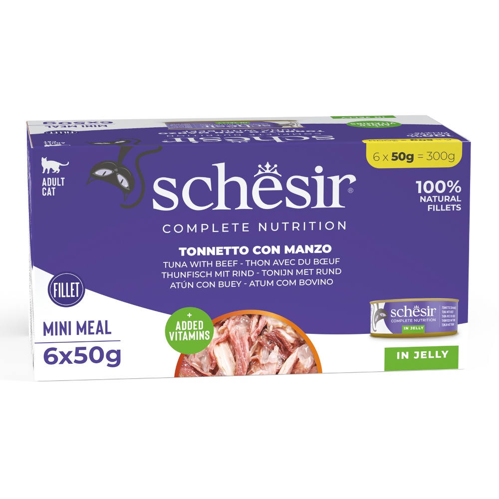 Sparpaket Schesir Complete Nutrition Filet in Gelee 24 x 50 g - Thunfisch mit Rindfleisch von Schesir