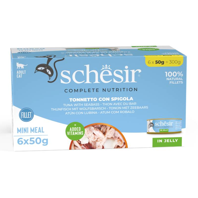 Sparpaket Schesir Complete Nutrition Filet in Gelee 24 x 50 g - Thunfisch mit Wolfsbarsch Sparpaket Schesir Complete Nutrition Filet in Gelee 24 x 50 g - Thunfisch mit Wolfsbarsch von Schesir