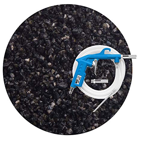 Schicker Mineral Sandstrahlset Kontrasil mit Strahlmittel 0,1-0,5 mm 25 kg und Sandstrahlpistole, Strahlmittelset, mineralisches Strahlmittel aus Aluminiumsilikatschlacke zur Oberflächenbearbeitung von Schicker Mineral