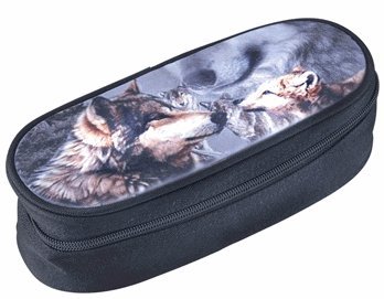 Federmäppchen Schwarze Wolve Family, 23x9x7cm, Schönes Tier-Motiv, Federtasche, Federmappe für Jungen & Mädchen, Schlamper-Mäppchen, Schlamper-Etui mit Wölfen, Stifteetui, Schulmäppchen von Schilderfeuerwehr
