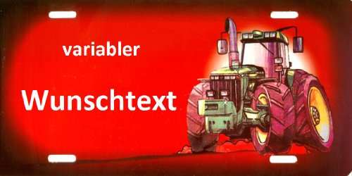 Nummernschild und Namensschild kompatibel mit John Deere Cartoon selbst gestalten und bedrucken lassen ✓ Bulldog ✓ Trecker ✓ Trekker ✓ Ideale Geschenkidee | Individuelles Aluminium-Schild | Autoschild mit Namen & Spruch beschriften | Aluschild, Kfz-Kennzeichen-Schilder mit Wunschtext von Schilderfeuerwehr