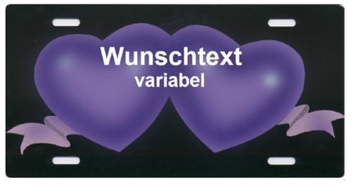 Schild mit lila Herzen als Nummernschild oder Namensschild selbst gestalten und Personalisieren Geschenkidee für Verliebte hochwertiges Aluminium-Schild als individuelles Aluschild Kennzeichen von Schilderfeuerwehr