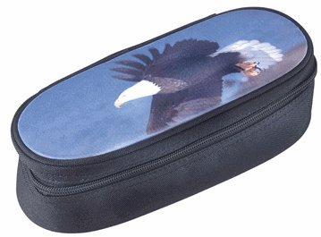 Schwarzes Federmäppchen Eagle, 23x9x7cm ✓ Super praktisch ✓ Robuste Verarbeitung | Federtasche, Federmappe | Schlamper-Mäppchen, Schlamper-Etui mit Adler Bedruckt | Stifteetui, Schulmäppchen von Schilderfeuerwehr