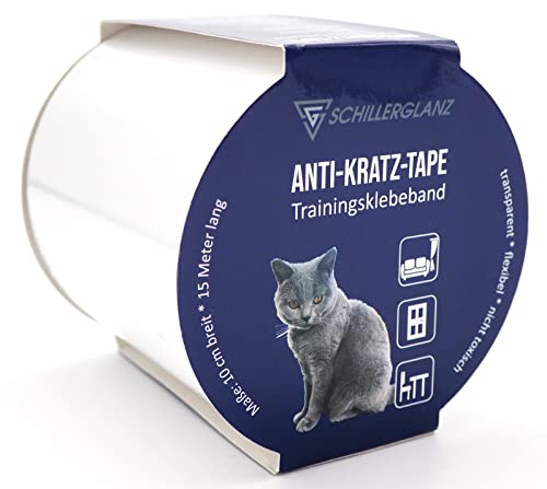 Schillerglanz Katzen Anti Kratz Tape 15m(10cm x 15m), Kratzschutz Trainingsklebeband Möbelschutz Katzenerziehung Übungsband Oberflächenschutz Möbel Couch Sofa Schutz von Schillerglanz