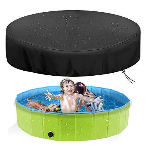 Schleuder Hundepool Abdeckung 160cm Mit Gummiband, Abdeckung für Hundepool fur Große Hunde, Reißfestes 210D Oxford-Gewebe wasserdichte Staubdichte UV-beständiges (ø 160cm) von Schleuder