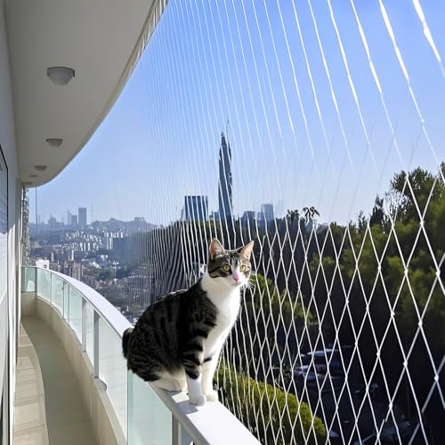 Schleuder katzennetz für Balkon,vogelnetze vogelschutznetz 10x3m, taubennetz Balkon, Nylon Multifilament Yarn,Starke Belastbarkeit, Teichnetz transparent von Schleuder