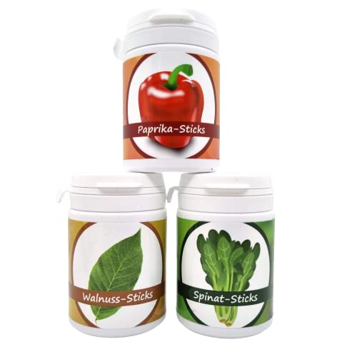 Futter Dosen Set 3x50g = 150g / Paprika Walnuss Spinat/Garnelen Welse Krebse Schnecken von Schmitt Aquaristik