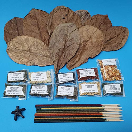 Futter-Set für Garnelen und Krebse / 10 Shrimp Lollies mit Halter + 10x10g Sticks + 10 Seemandelbaumblätter von Schmitt Aquaristik