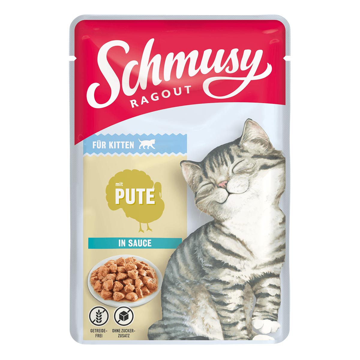 Schmusy Ragout für Kitten mit Pute in Sauce 22x100g von Schmusy