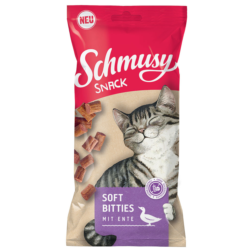 Schmusy Snack Soft Bitties -Sparpaket Ente (12 x 60 g) von Schmusy
