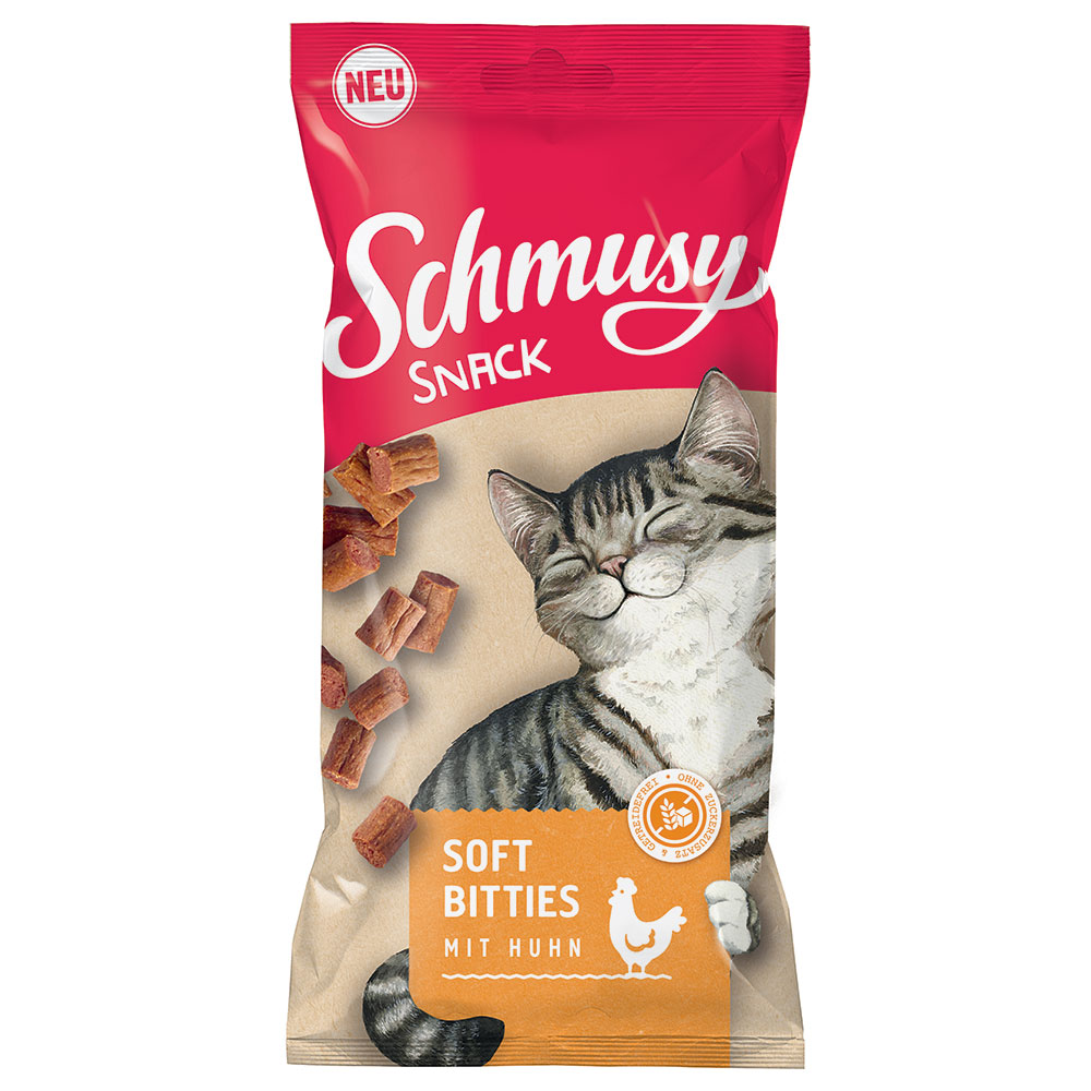 Schmusy Snack Soft Bitties - Sparpaket Huhn (8 x 60 g) von Schmusy