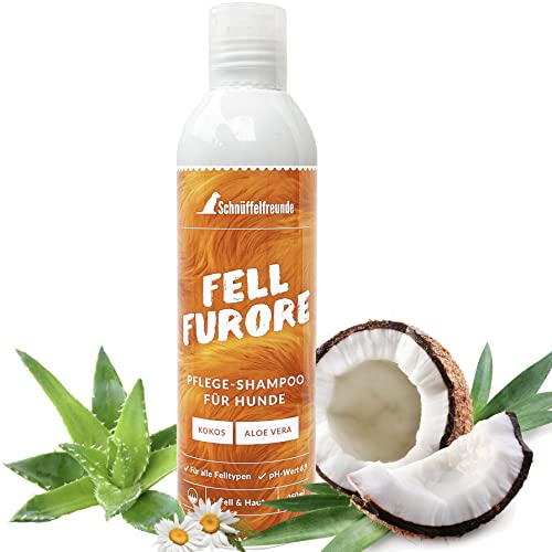 Schnüffelfreunde Fell Furore Shampoo für Hunde I Hundeshampoo für die Fellpflege I Kokos & Aloe Vera I 250ml von Schnüffelfreunde