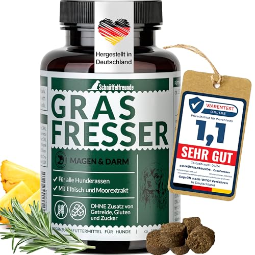 Schnüffelfreunde Grasfresser Drops I bei Fressen von Gras und KOT I unterstützt einen ausgeglichenen Magen-Darm-Trakt beim Hund I mit Heilerde, Moorextrakt, Bierhefe (150g - ca. 180 Stück) von Schnüffelfreunde