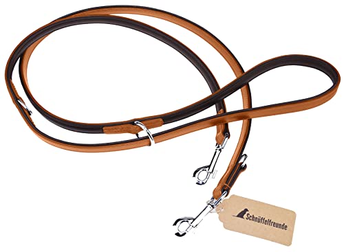 Schnüffelfreunde Hundeleine aus Leder - Trainingsleine - Lederleine für den Hund - Leine 3-Fach verstellbar, für alle Hunde (230cm, Beige) von Schnüffelfreunde